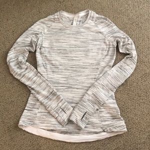 LULULEMON HEATHERED GREY & WHITE LONG SLEEVE